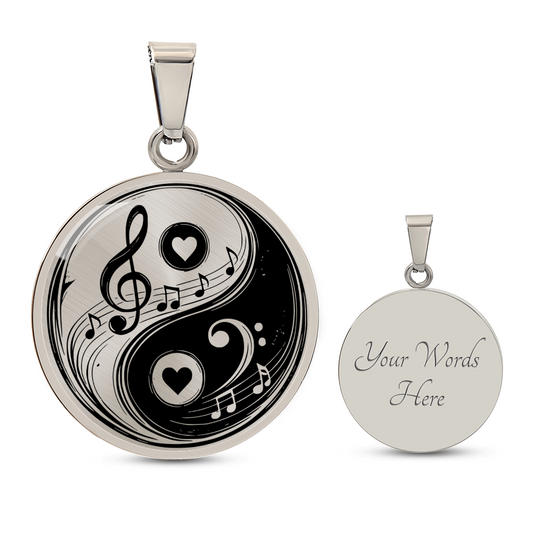 Yin Yang Music & Love Pendant – Treble & Bass Clef Necklace