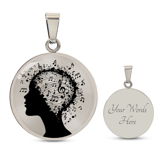 Music In My Min Engraved Circle Necklace