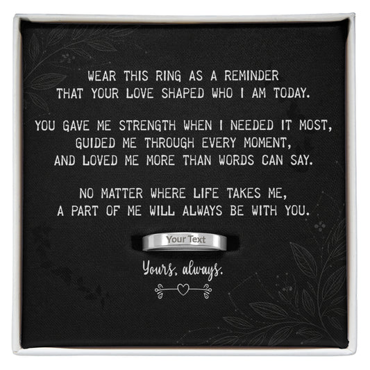 To My Mom – “Yours, Always” Engraved Ring