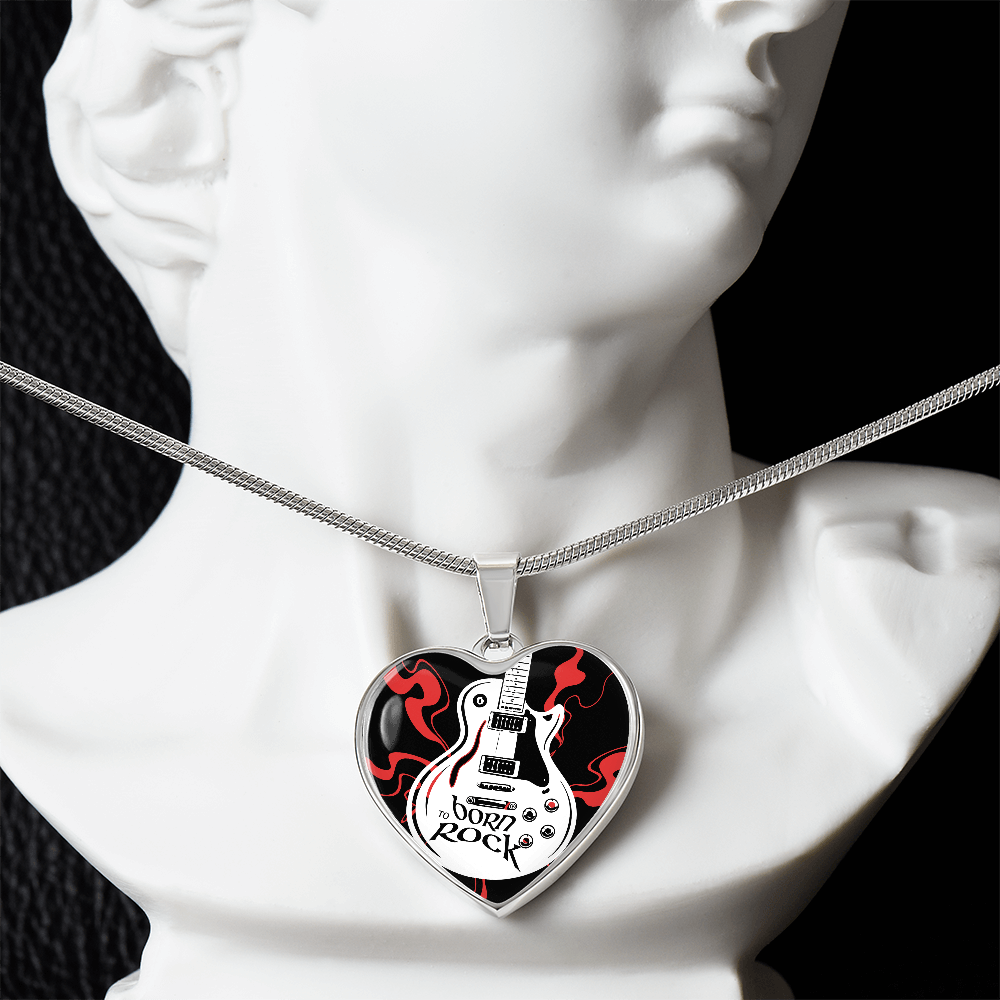 Born to Rock Heart Guitar Necklace