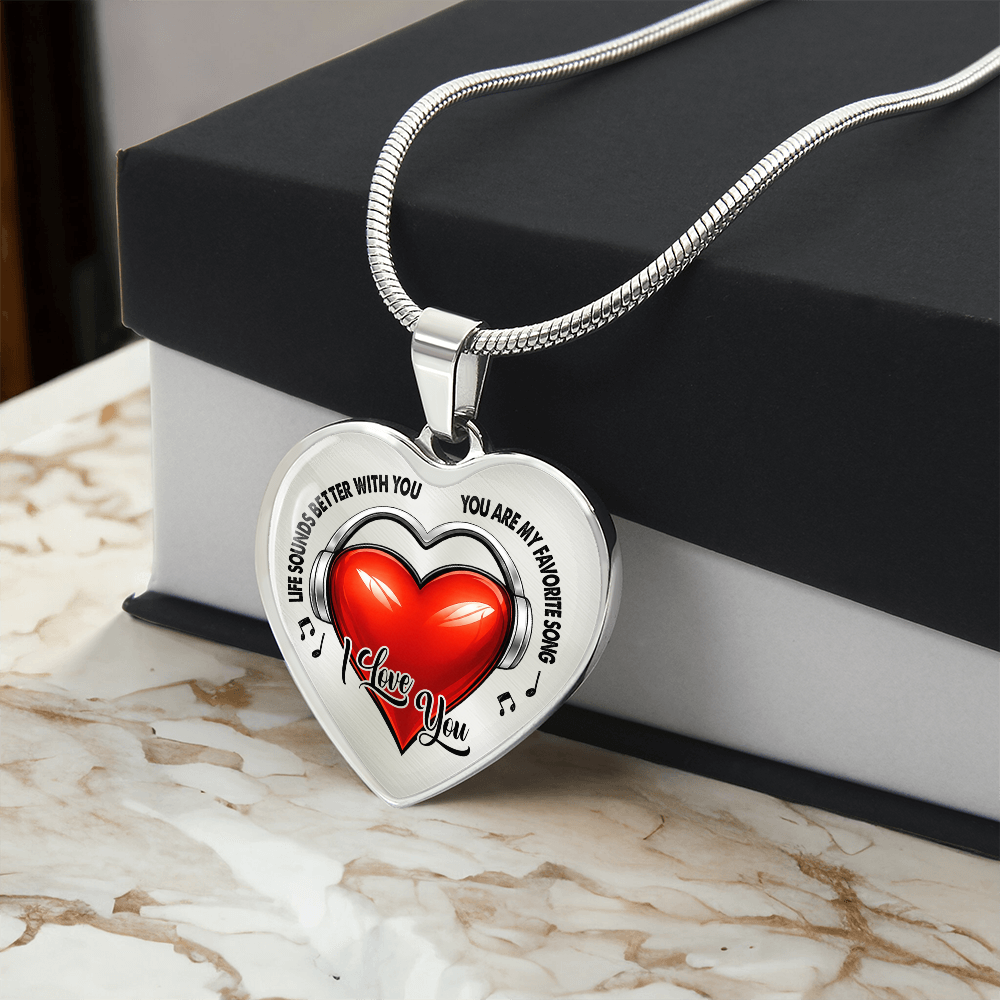 Love Song Heart Necklace – Music Love Message Gift