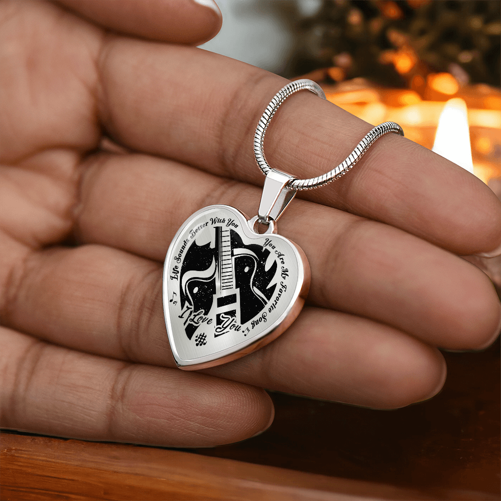 Life Sounds Better With You Personalized Guitar Necklace