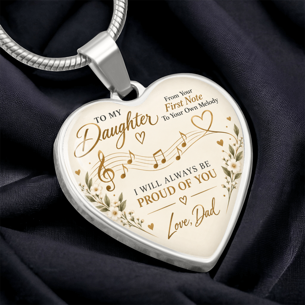 To My Daughter – From Your First Note Heart Necklace
