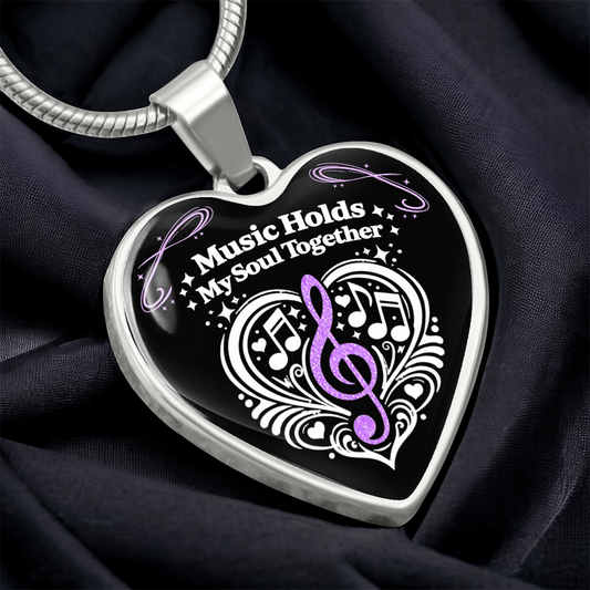 Music Holds My Soul Together Necklace – Heart Music Note Pendant, Meaningful Gift for Music Lovers