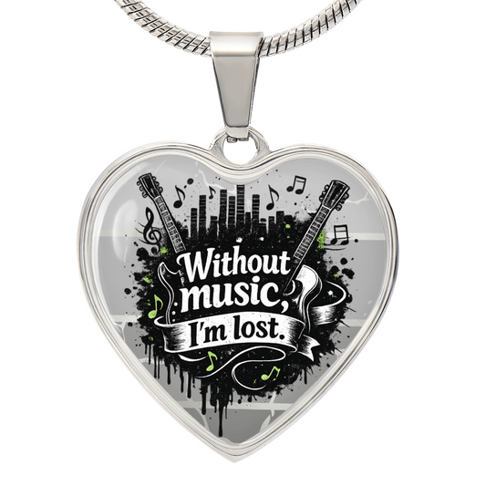 Without Music I’m Lost – Music Lover Heart Necklace