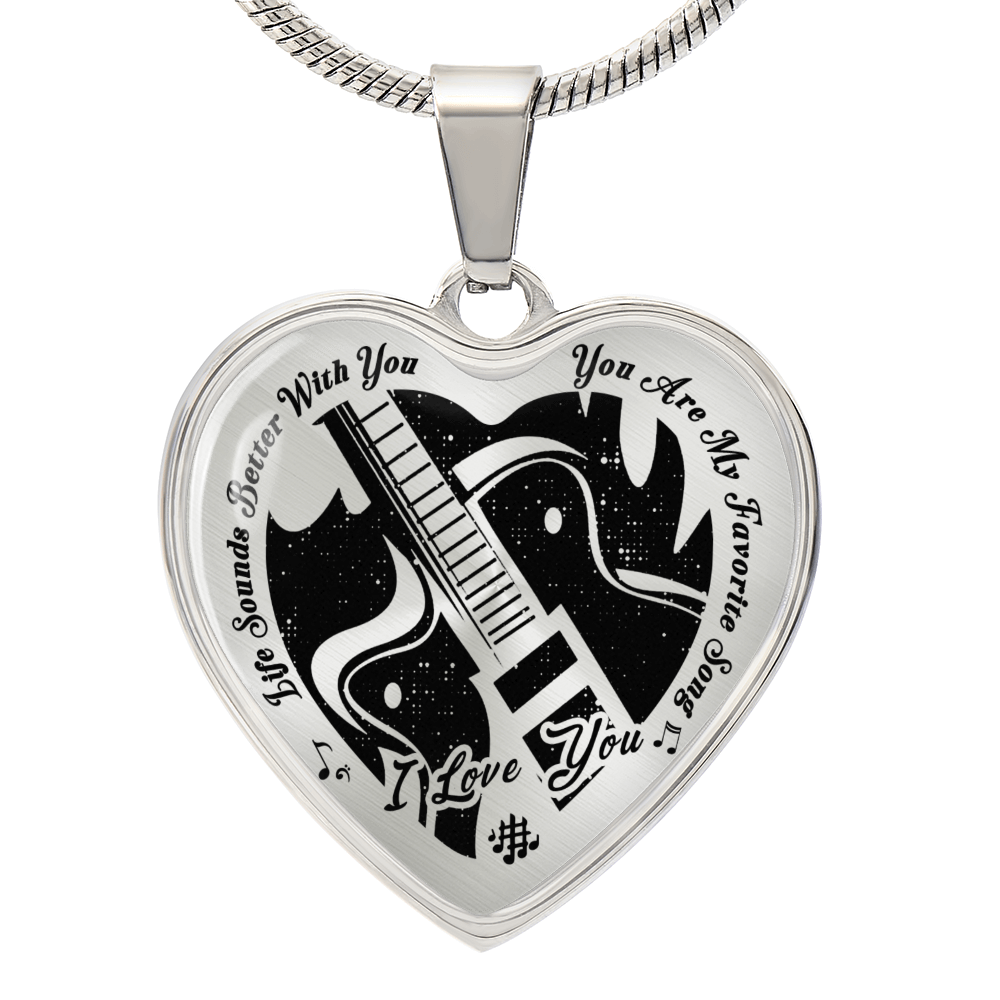 Life Sounds Better With You Personalized Guitar Necklace