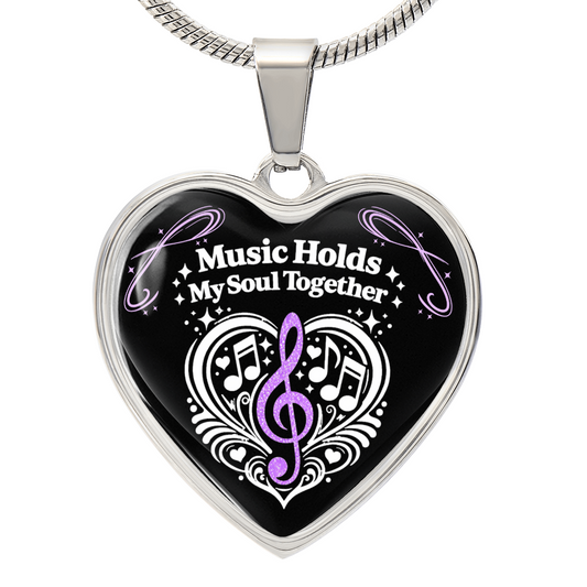 Music Holds My Soul Together Necklace – Personalized Back Engraving