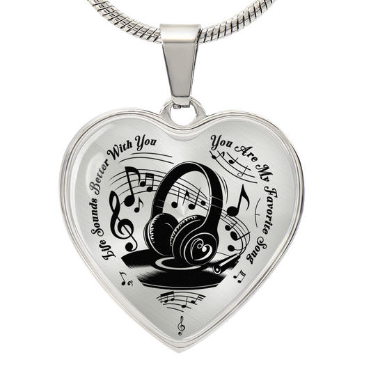 Life Sounds Better With You Headphone Necklace – Personalized Back Engraving Gift