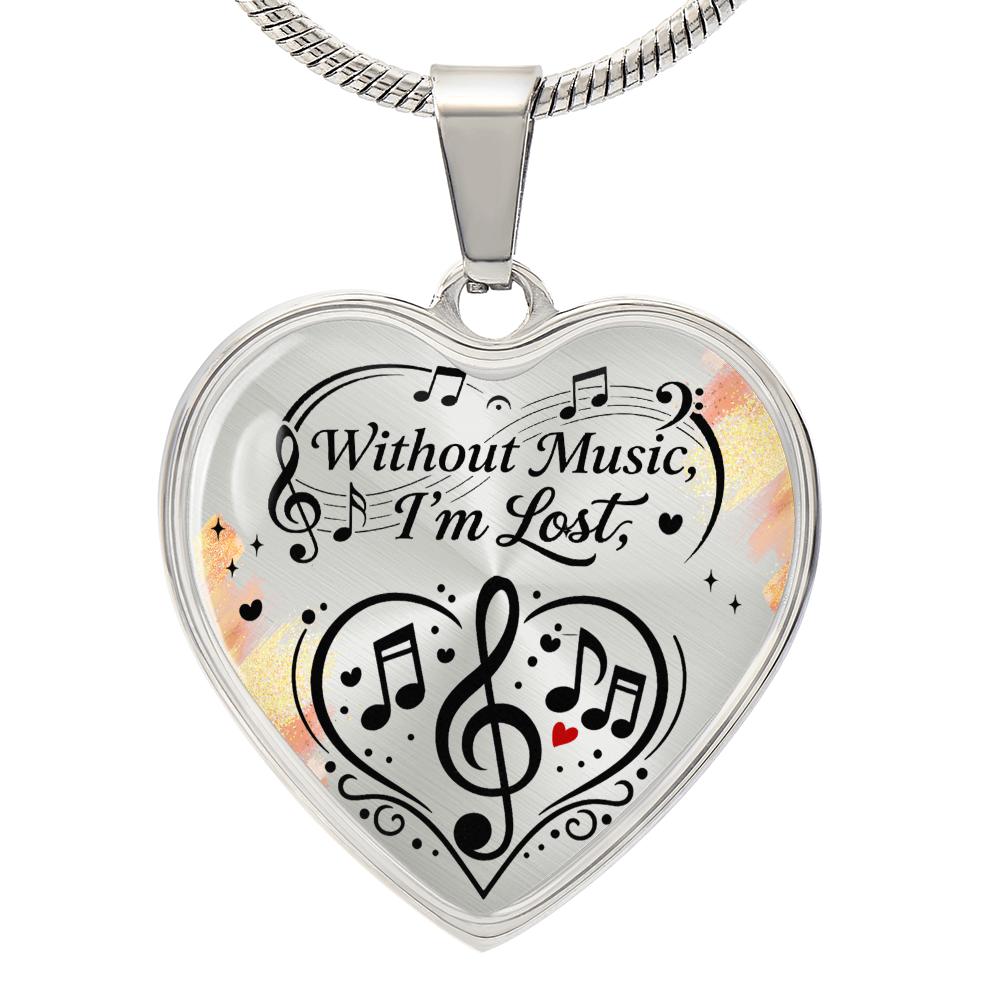 Without Music I'm Lost – Classic Heart Necklace