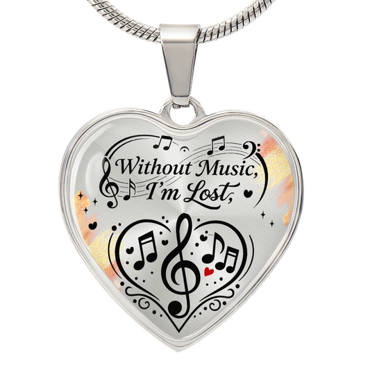 Without Music I'm Lost – Classic Heart Necklace
