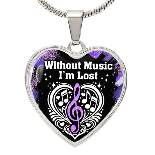 Without Music I'm Lost – Black Heart Music Necklace