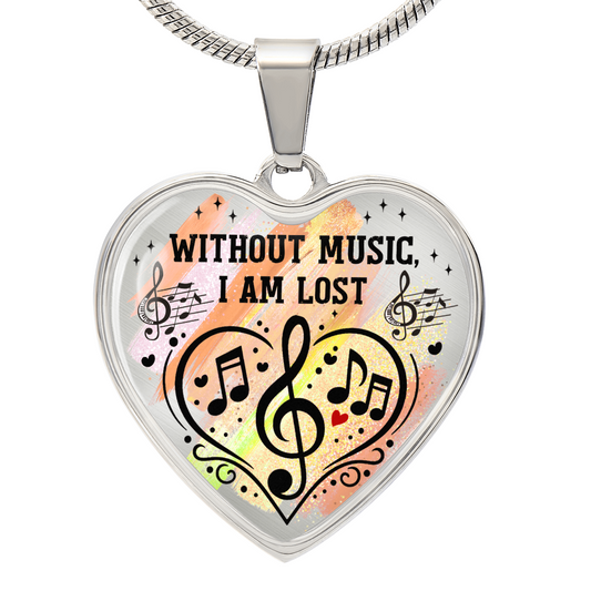 Without Music I'm Lost – Artistic Heart Music Necklace