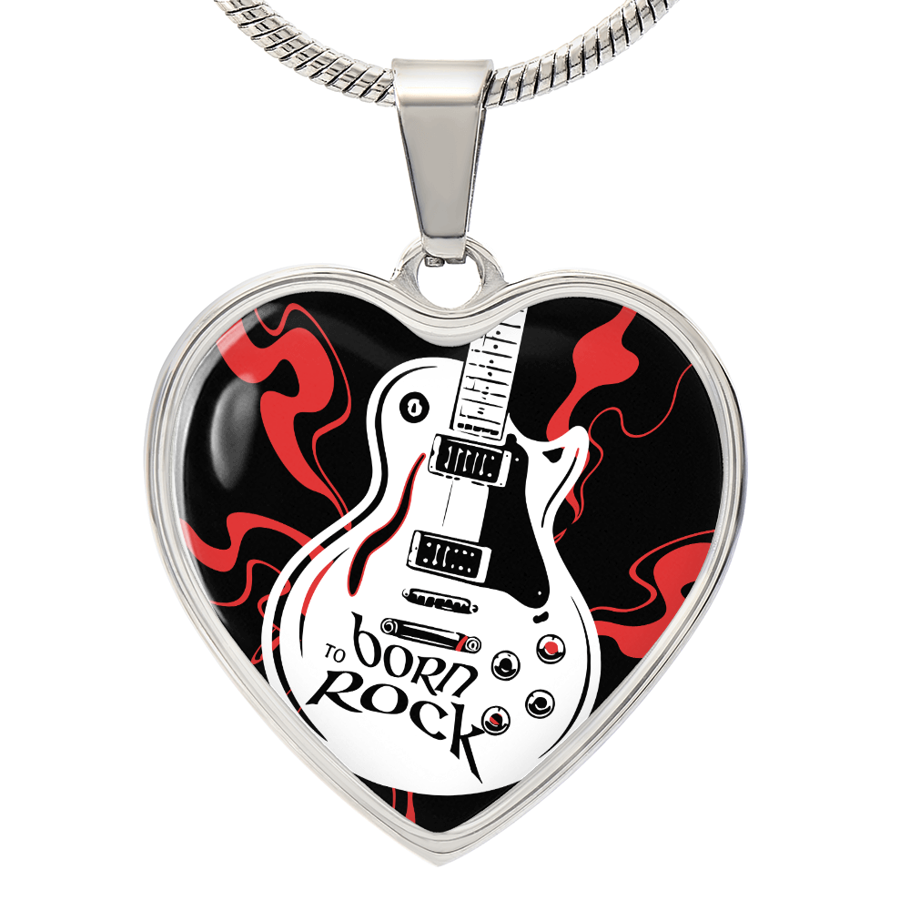 Born to Rock Heart Guitar Necklace