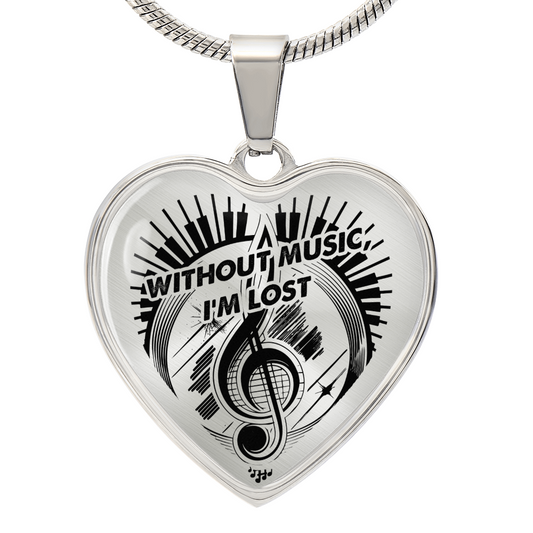 Without Music I'm Lost – Piano Lover Heart Necklace