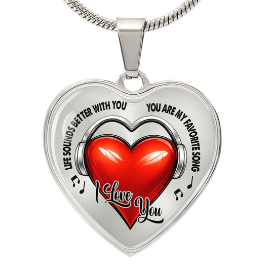 Love Song Heart Necklace – Music Love Message Gift