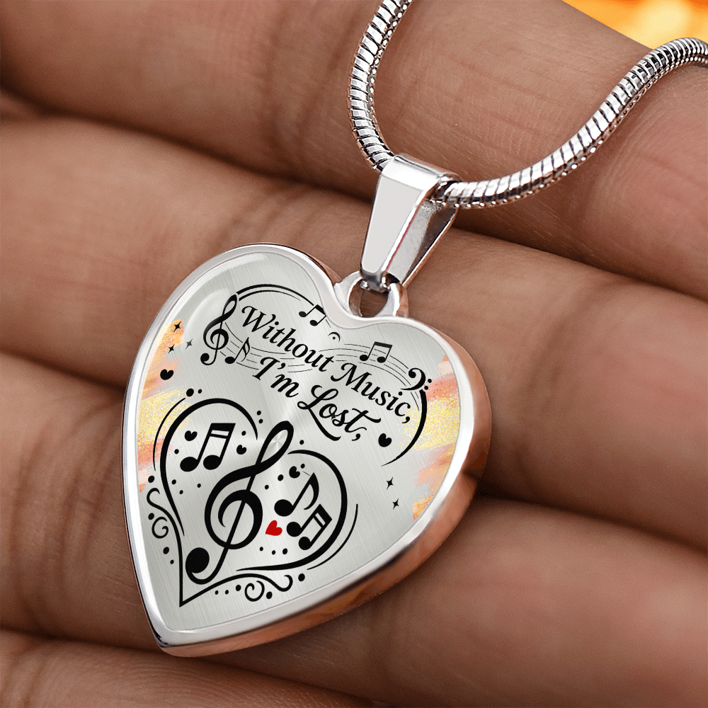 Without Music I'm Lost – Classic Heart Necklace