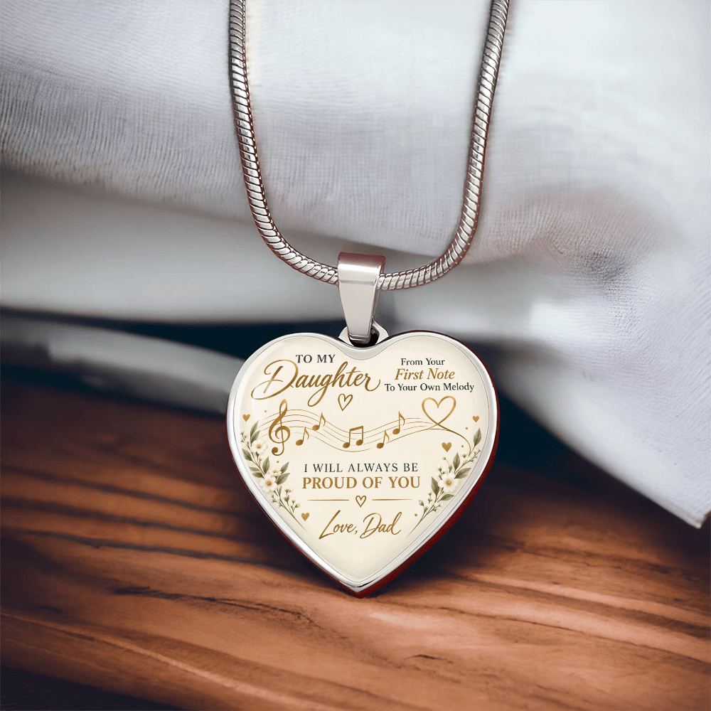 To My Daughter – From Your First Note Heart Necklace