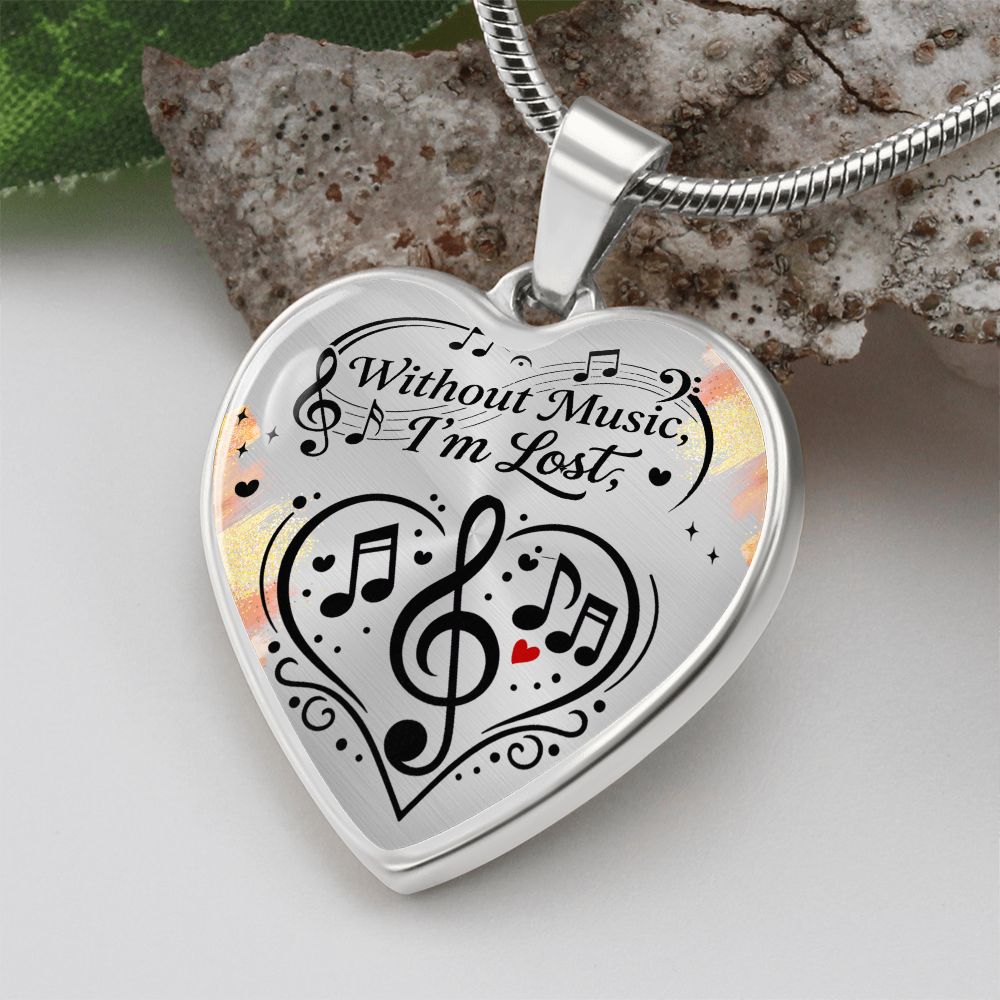 Without Music I'm Lost – Classic Heart Necklace