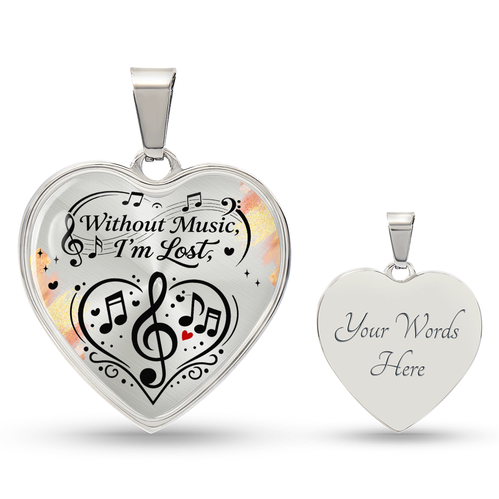 Without Music I'm Lost – Classic Heart Necklace