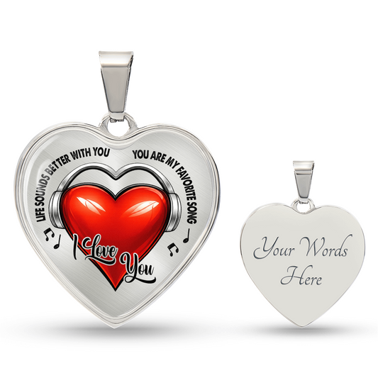 Love Song Heart Necklace – Music Love Message Gift