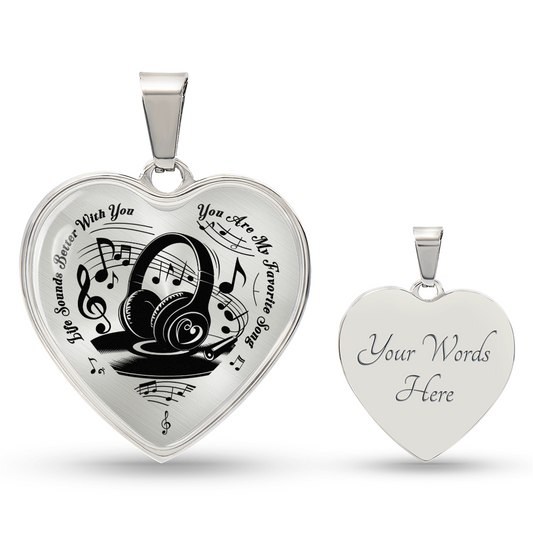 Life Sounds Better With You Headphone Necklace – Personalized Back Engraving Gift