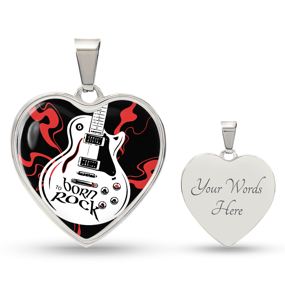 Born to Rock Heart Guitar Necklace