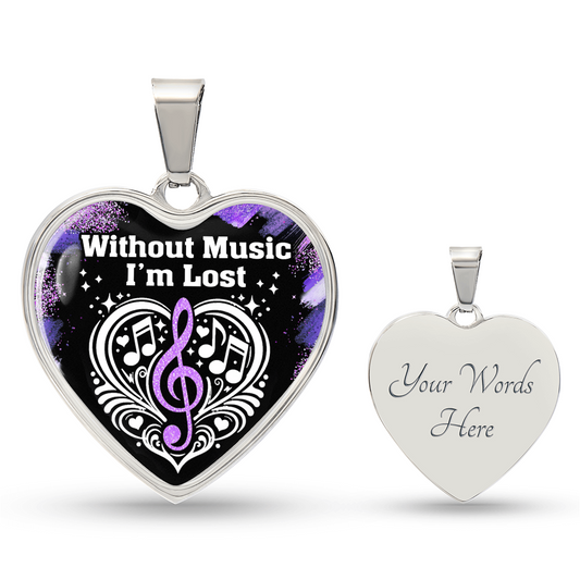 Without Music I'm Lost – Black Heart Music Necklace