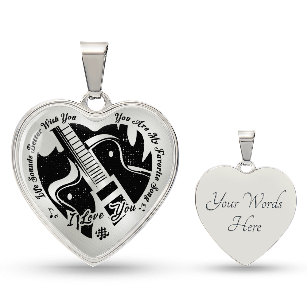 Life Sounds Better With You Personalized Guitar Necklace