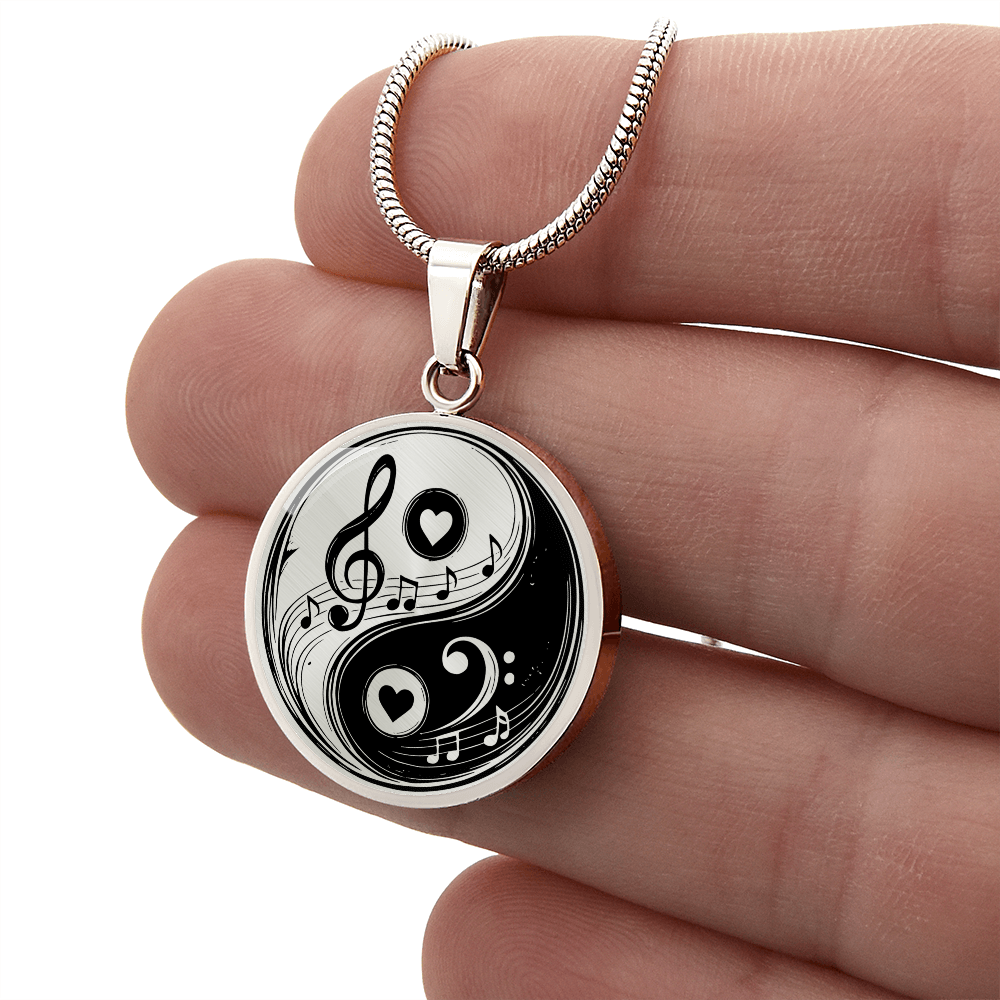 Yin Yang Music & Love Necklace – Treble & Bass Clef Pendant