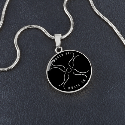 World Off Music On Circle Pendant Necklace