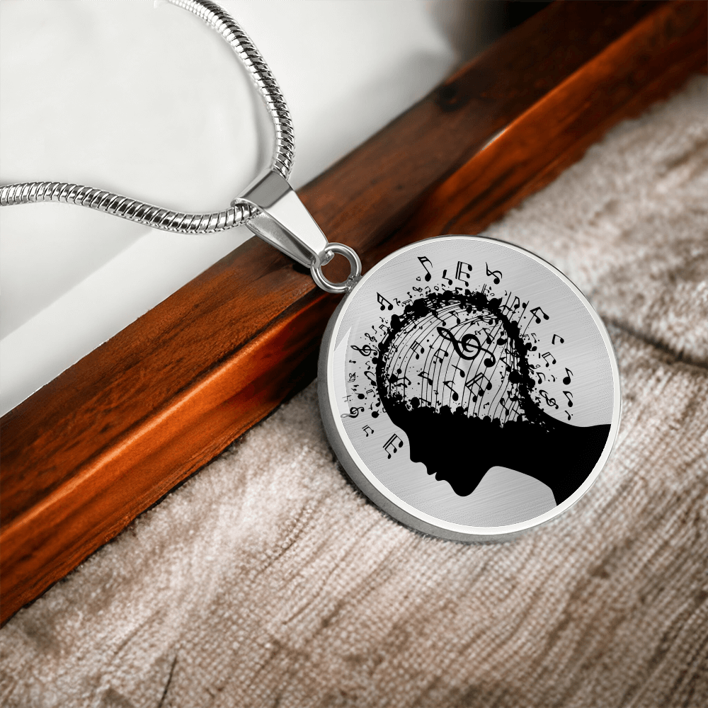 Music In My Min Engraved Circle Necklace