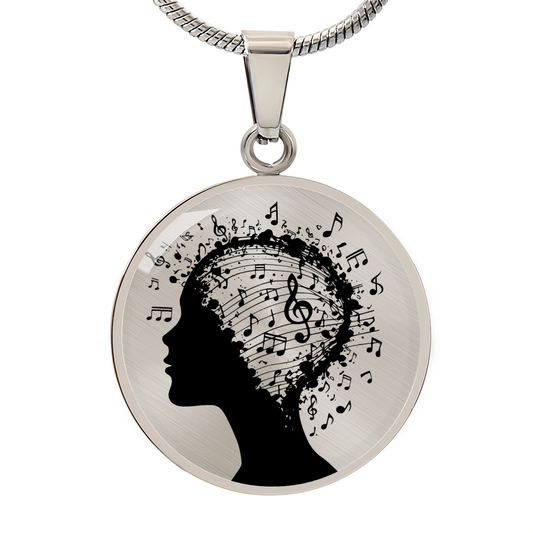 Music In My Min Engraved Circle Necklace