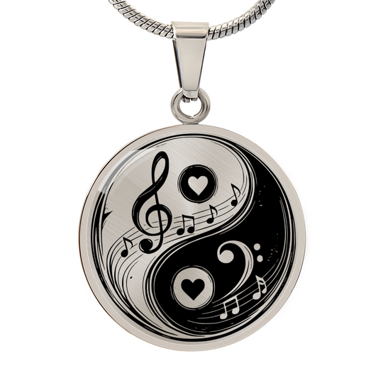 Yin Yang Music & Love Pendant – Treble & Bass Clef Necklace