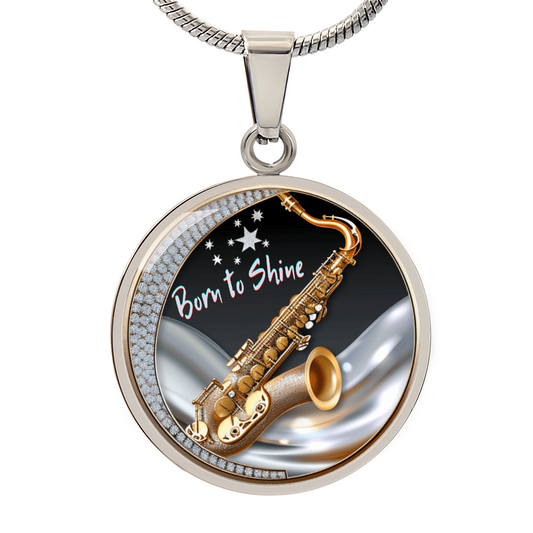 Personalized Saxophone Necklace – Born to Shine Pendant