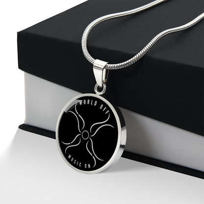 World Off Music On Circle Pendant Necklace