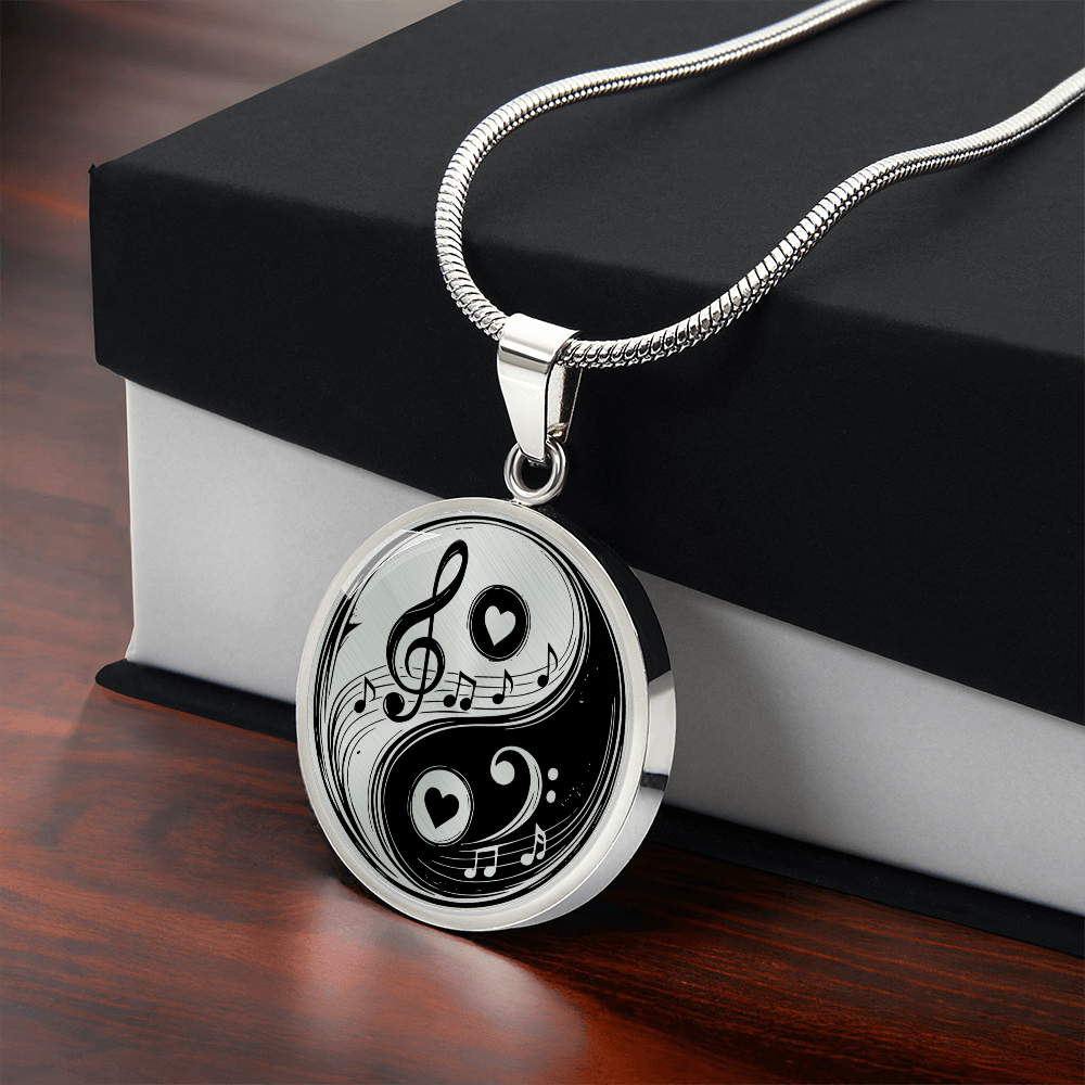 Yin Yang Music & Love Necklace – Treble & Bass Clef Pendant