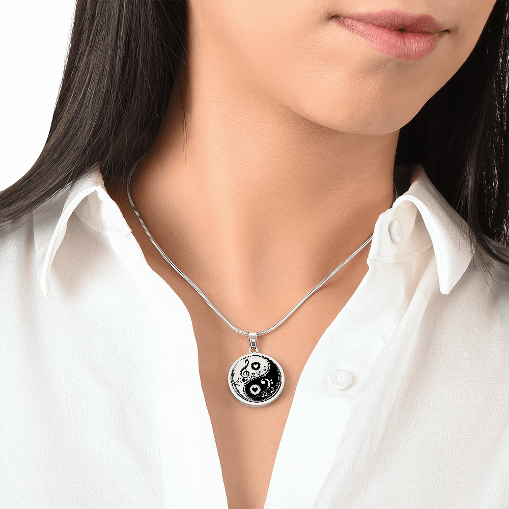 Yin Yang Music & Love Necklace – Treble & Bass Clef Pendant