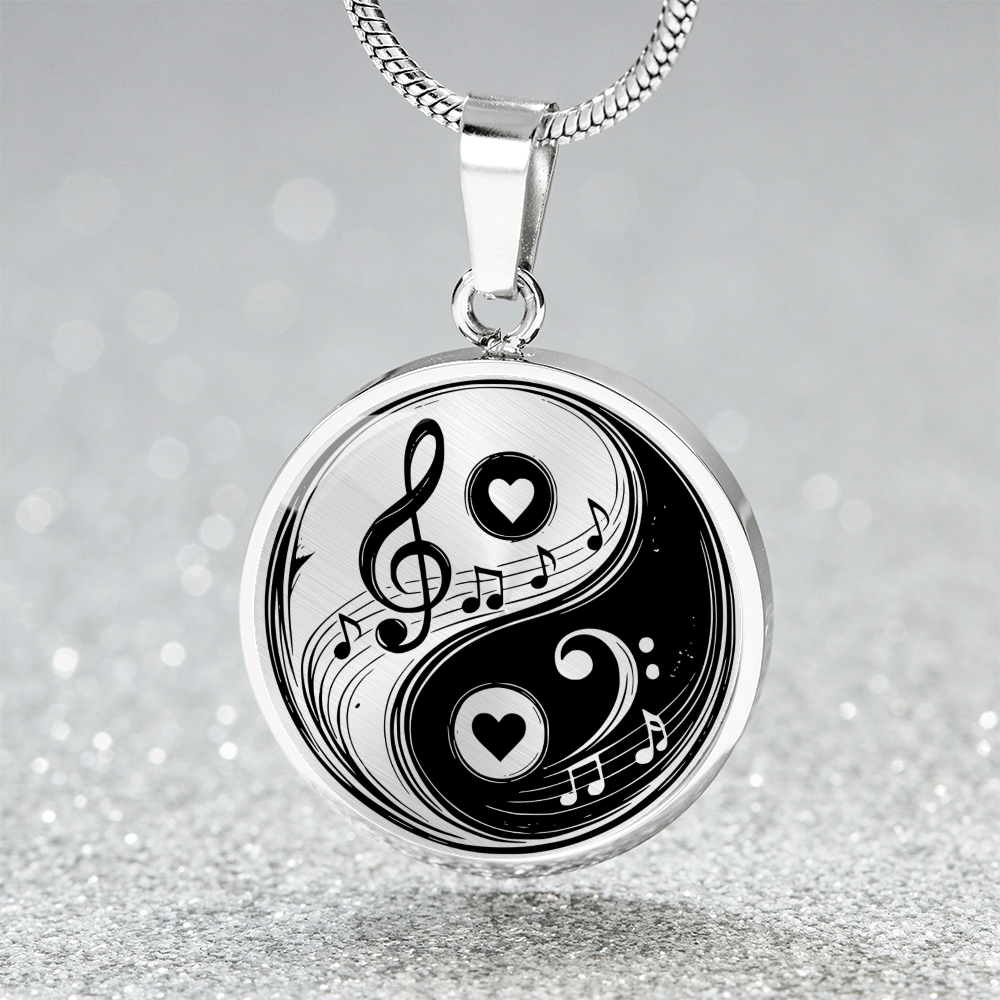 Yin Yang Music & Love Necklace – Treble & Bass Clef Pendant