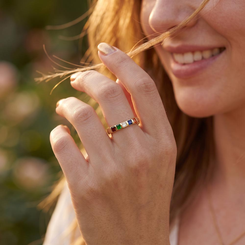 To My Daughter, Press Play — Birthstone Ring from Mom