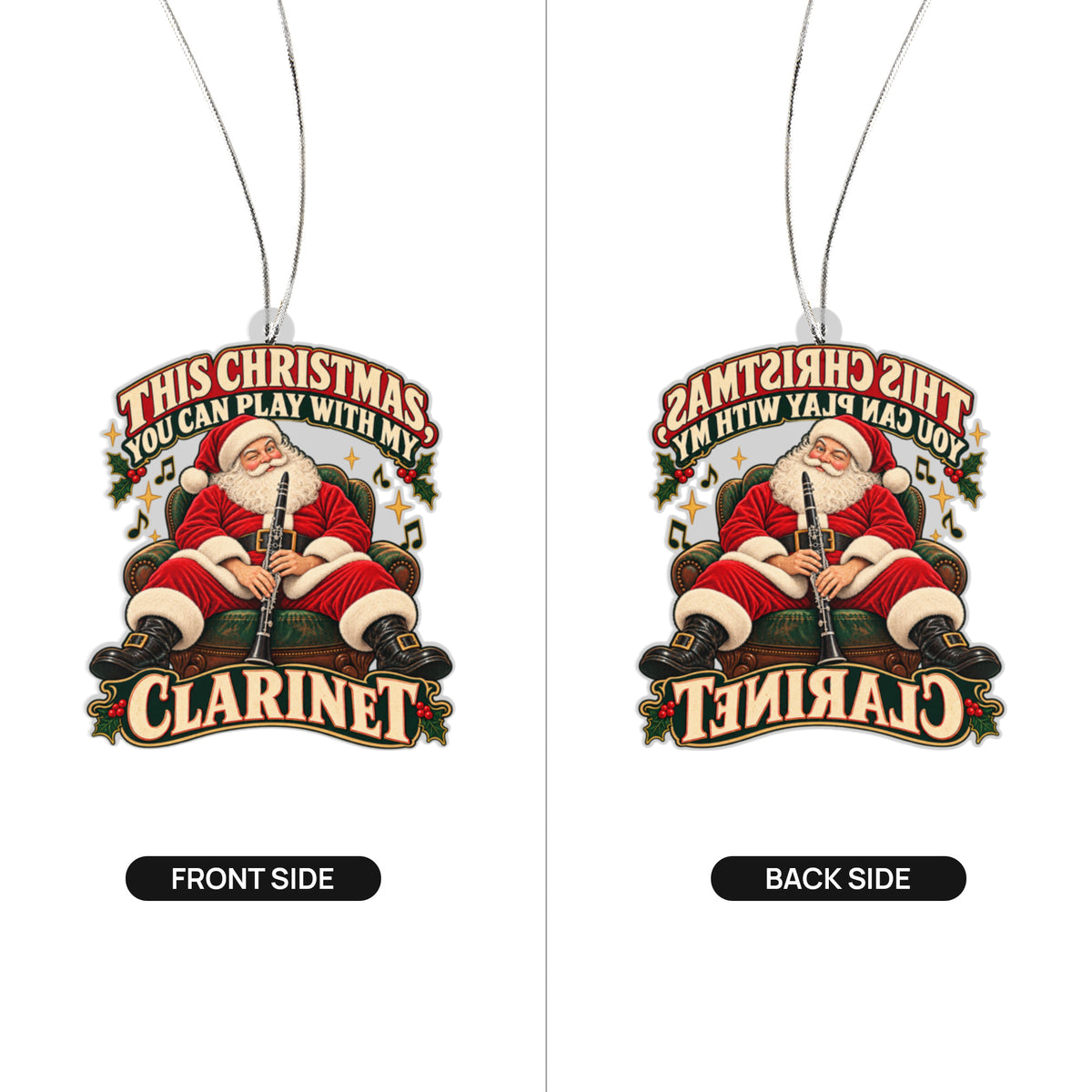 Play with My Clarinet Santa Ornament