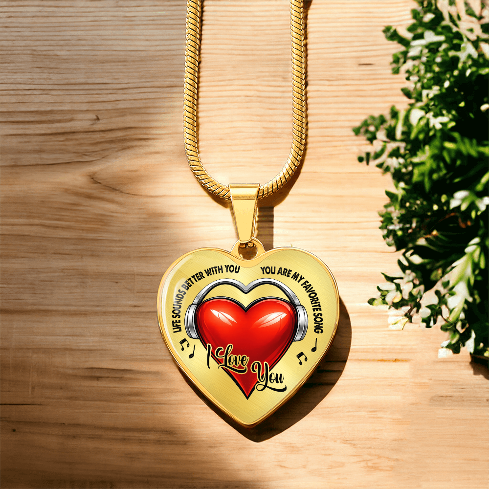 Love Song Heart Necklace – Music Love Message Gift