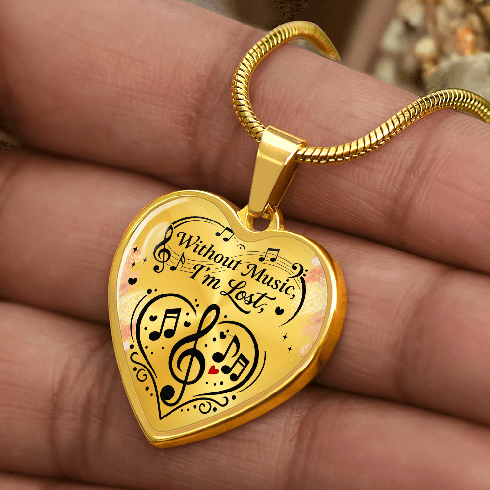 Without Music I'm Lost – Classic Heart Necklace