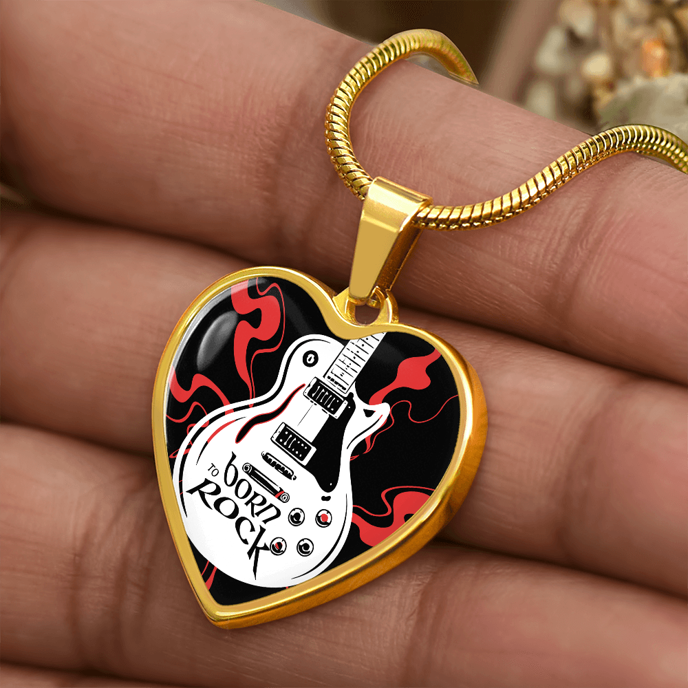 Born to Rock Heart Guitar Necklace