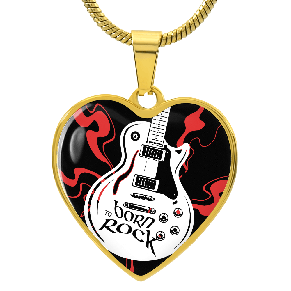 Born to Rock Heart Guitar Necklace