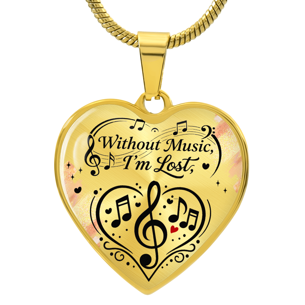 Without Music I'm Lost – Classic Heart Necklace