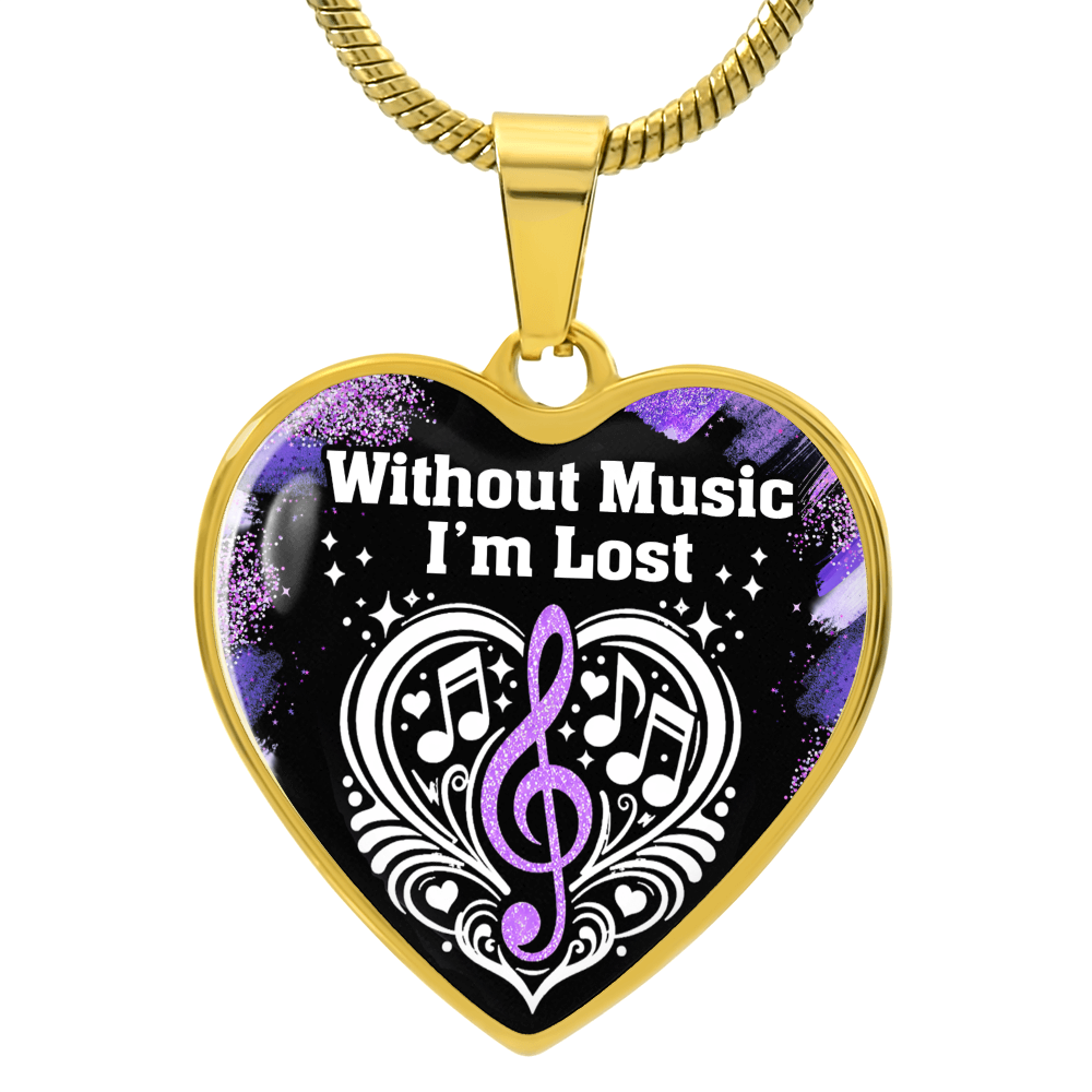 Without Music I'm Lost – Black Heart Music Necklace