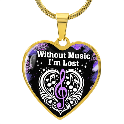Without Music I'm Lost – Black Heart Music Necklace