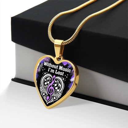 Without Music I'm Lost – Black Heart Music Necklace
