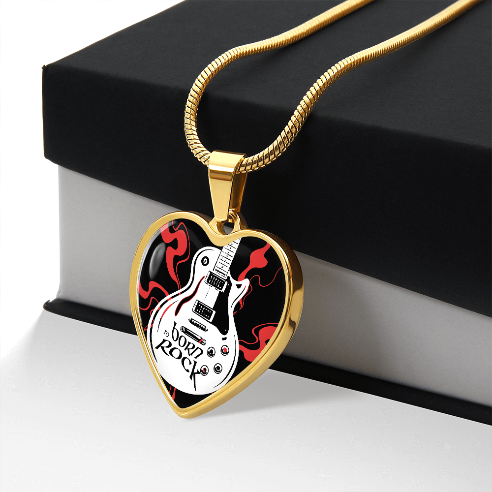 Born to Rock Heart Guitar Necklace