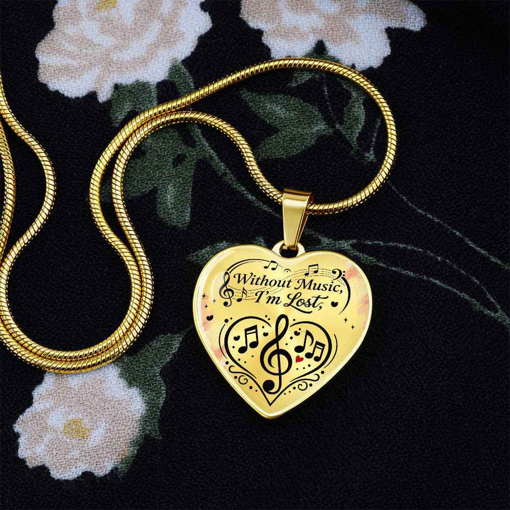 Without Music I'm Lost – Classic Heart Necklace